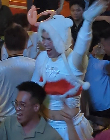 Vietnamese beer Hall with Christmas Bunny who hit on Wendy Saigon Nights out”