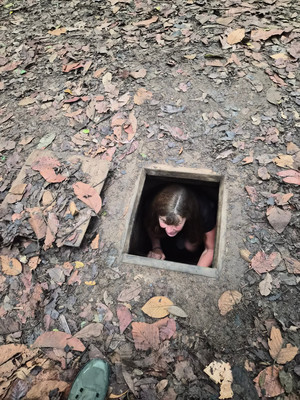 “Vietnam blog Cu Chi Tunnels entry hatch with Wendy’
