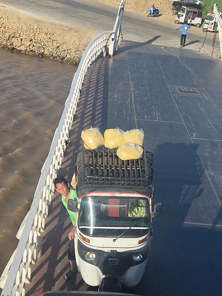 Ferry across the Mekong river Cambodia